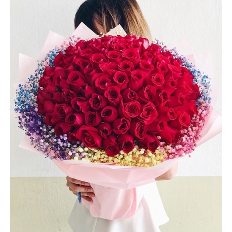 100 Red Roses in a Bouquet To Philippines | Delivery 100 Roses To  Philippines